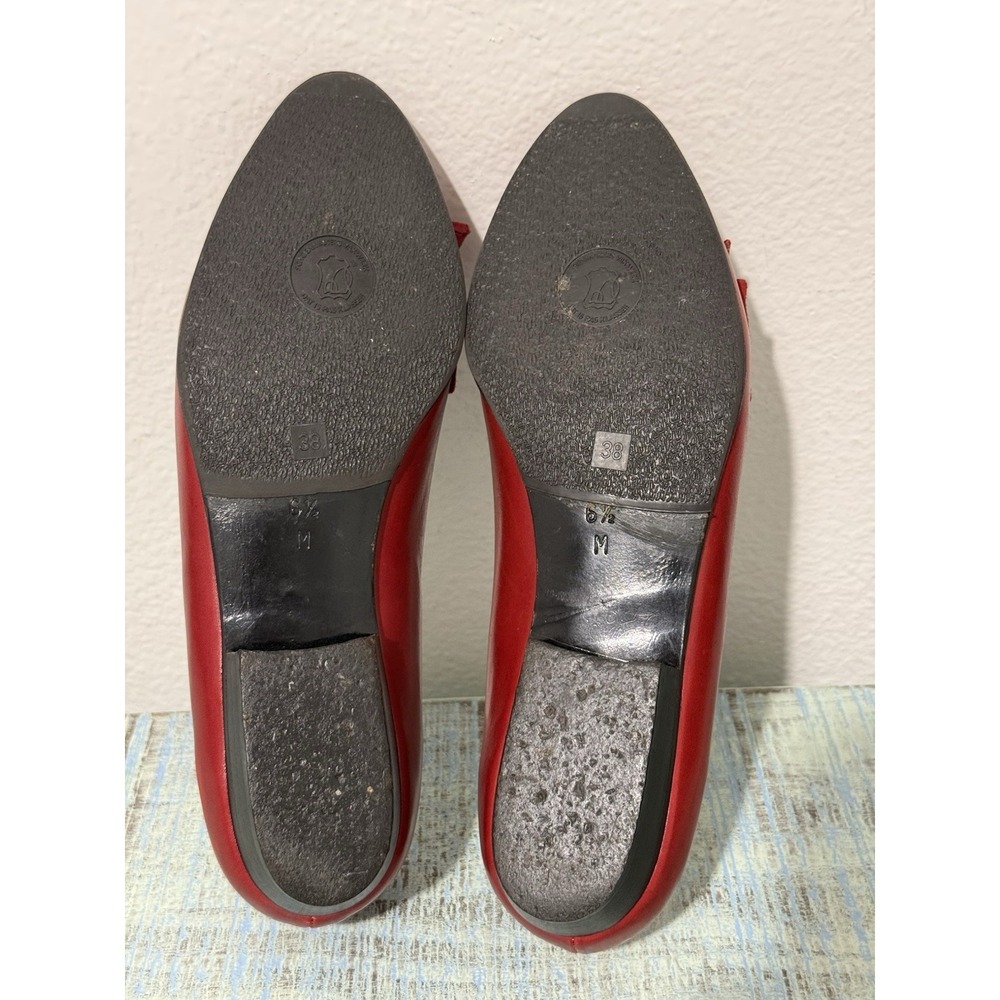 Van Eli Italy Vintage Red Leather Suede Bow Pumps Women's 6.5M - Picture 7 of 12